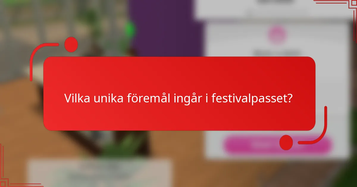 Vilka unika föremål ingår i festivalpasset?